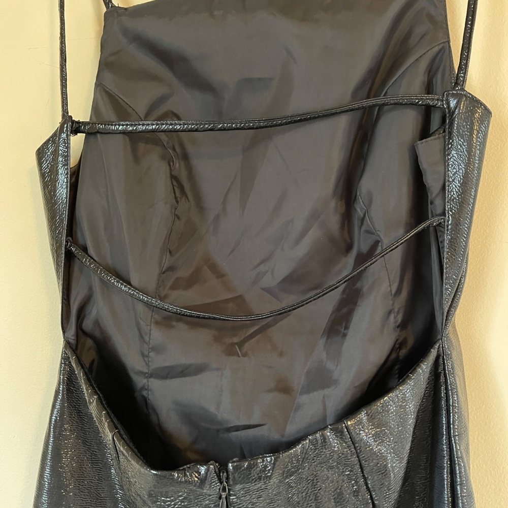 NWT Black Topshop Faux Leather mini dress, Size 6 - Picture 9 of 12